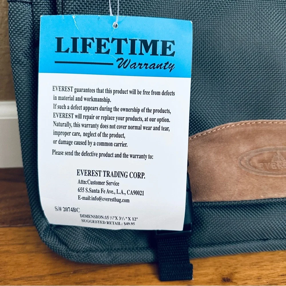 Everest Suede Trimmed Briefcase Laptop Bag Olive Green NWT